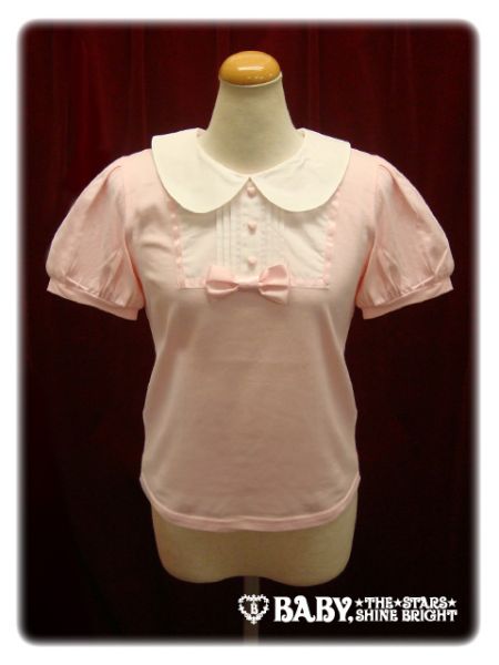Round collar puff sleeves cutsew